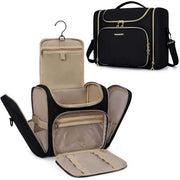 BAGSMART front view showing black toiletry bag and neat layout benefit