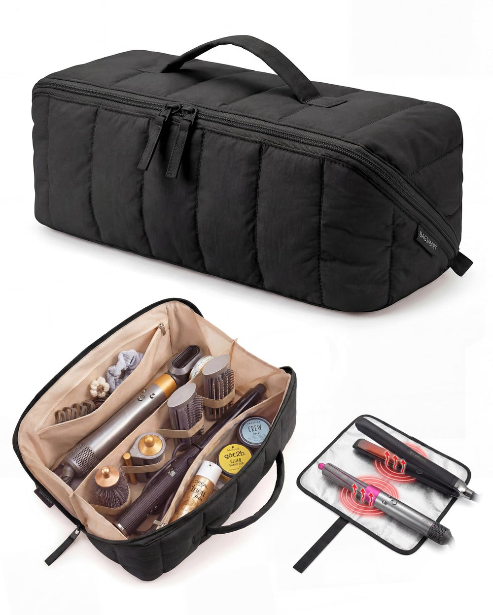 BAGSMART front view closed showing compact protective case and travel handle benefit