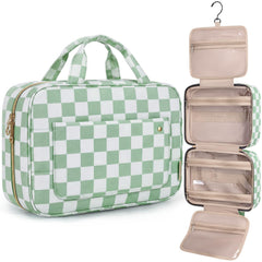 BAGSMART front view green checkerboard showing neat exterior and zipper benefit