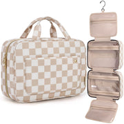 BAGSMART front view khaki checkerboard showing compact organized silhouette