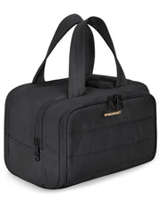 BAGSMART front view of toiletry bag showing compact capacity and sleek black look