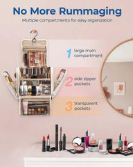 BAGSMART open interior displaying bottles, brushes, and clear pockets for visibility
