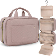 BAGSMART front view of dirty purple medium toiletry bag showing organized pockets and shape