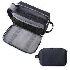BAGSMART navy toiletry bag front view showing compact profile and durable material