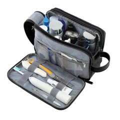 BAGSMART toiletry bag open layout displaying organized interior and elastic bands for secure storage