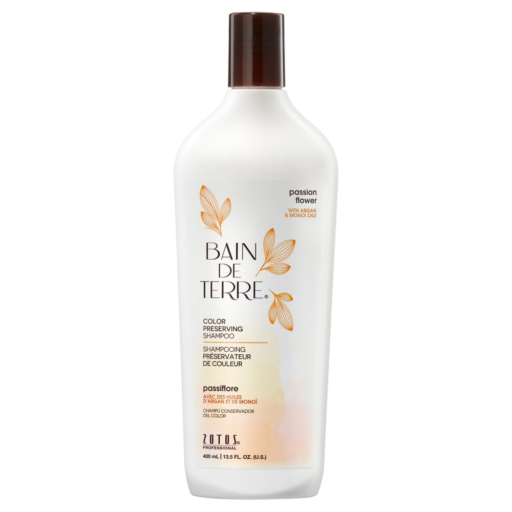 Bain de Terre front bottle shot showing label and color-preserving benefit