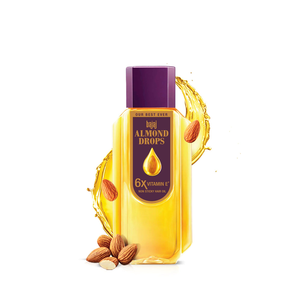 Bajaj Almond Drops front packaging showing bottle and label, promoting confidence