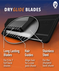 BAKBLADE cartridge installed in shaver being used on back for faster grooming