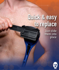 BAKBLADE cleaning brush beside cartridges showing easy maintenance and hygiene