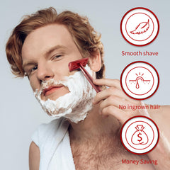 Bambaw razor in hand during shave demonstrating control and reduced irritation