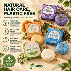 BAMBOEARTH close-up texture of a solid shampoo bar highlighting creamy lather potential