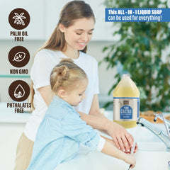 Bamboo and Birch in use washing hands, gentle clean without fragrances