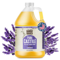 BAMBOO AND BIRCH front label shot showing size and lavender scent benefit