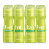 Ban roll-on front view showing bottle and unscented benefit