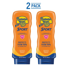 Banana Boat lotion on hand demonstrating lightweight feel and easy spreadability