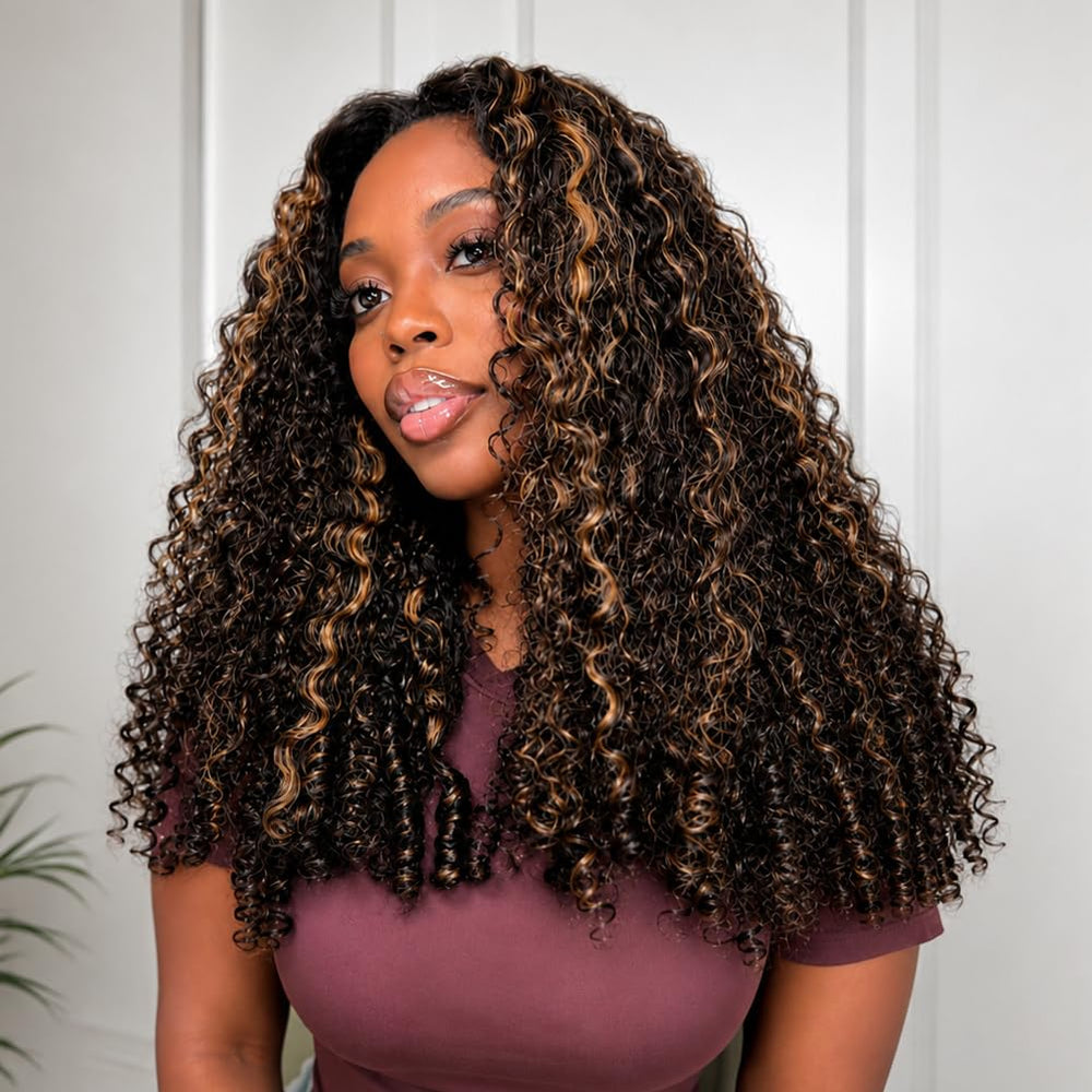 bangjazz front view of half wig shows natural balayage and realistic hairline for instant volume