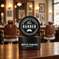 Barbers & Gents open jar close-up showing dry clay texture and matte finish