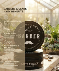 Barbers & Gents styled short crop showing textured, low-shine hold