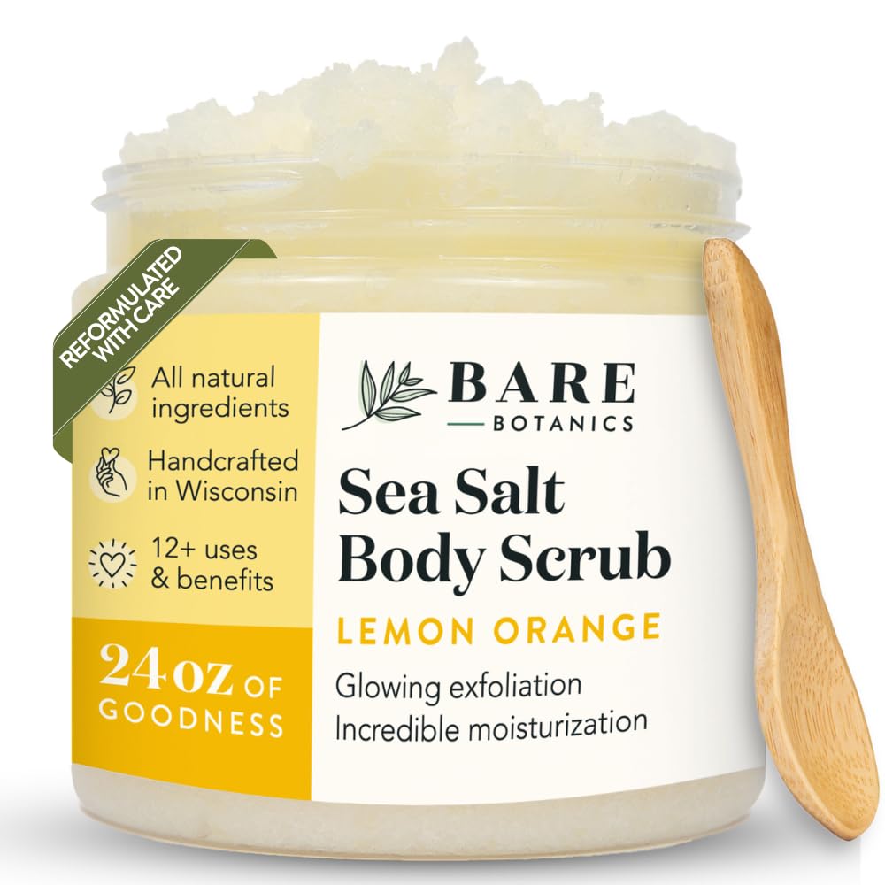 Bare Botanics jar front showing lemon orange label and moisturizing benefit