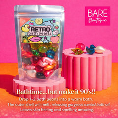Bare Boutique close-up of a dissolving bead releasing oils, shows moisturizing texture