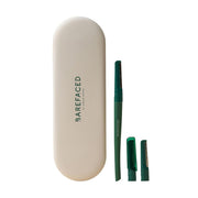 Barefaced facial razor front view showing ergonomic handle and blade for precise control
