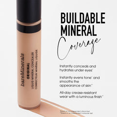 bareMinerals under-eye before and after illustrating brightening effect