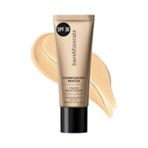 bareMinerals product front packaging showing compact travel tube and SPF benefits