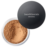 bareMinerals jar front packaging showing neutral tan shade and benefit of buildable coverage
