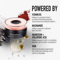 bareMinerals loose powder swatch showing fine texture and blur benefit