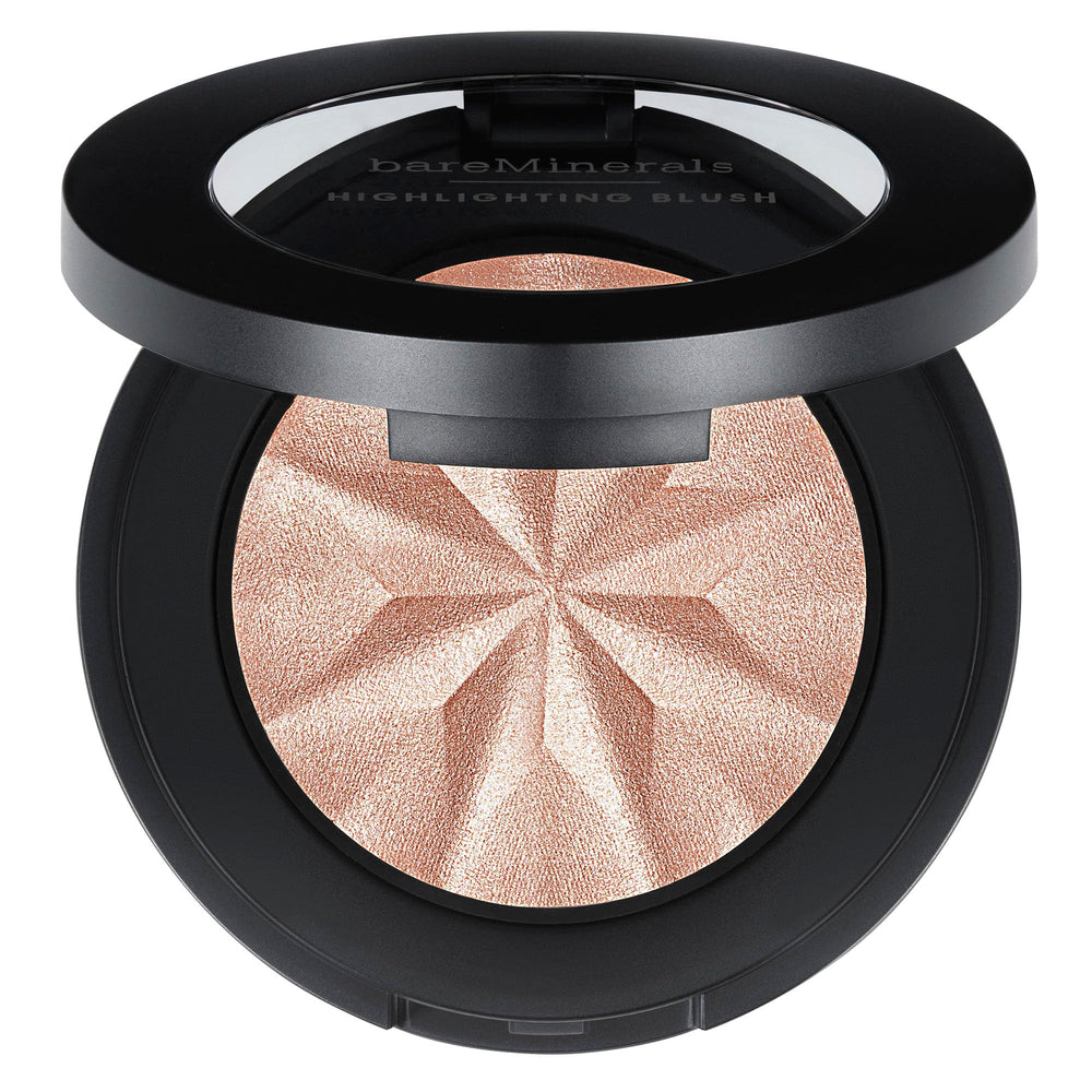 bareMinerals compact front view showing sleek packaging and clean-glow benefit