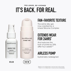 bareMinerals primer applied on hand illustrating smooth blend and quick dry benefit