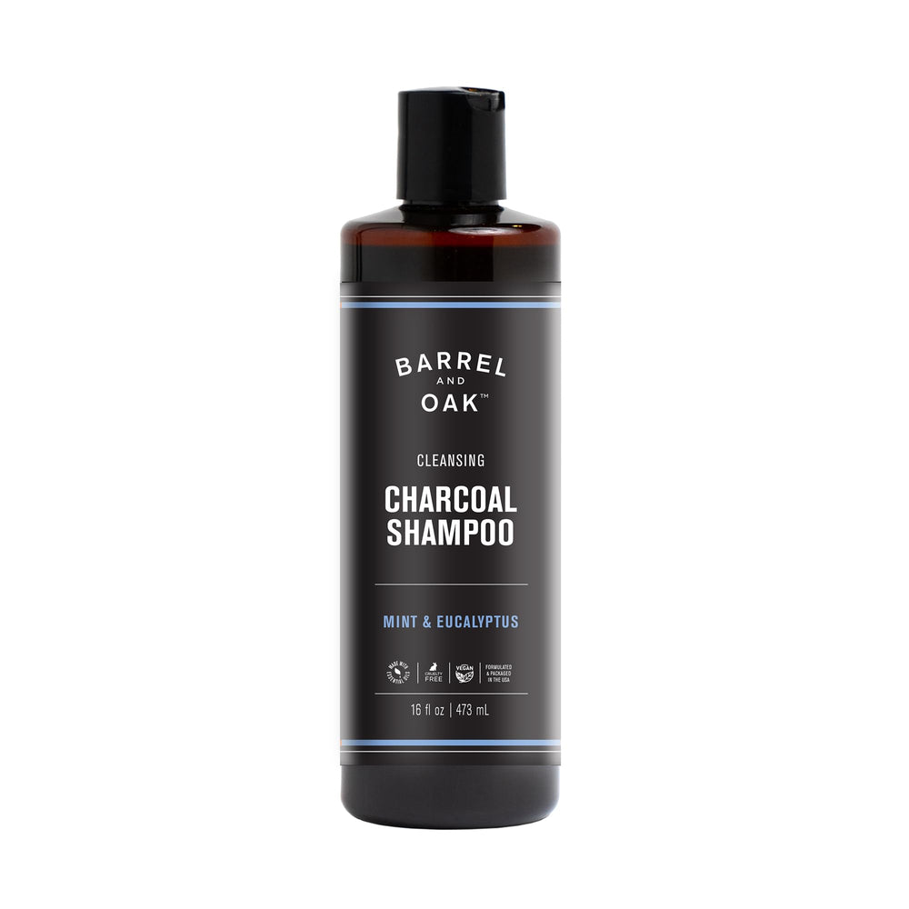 Barrel & Oak front bottle showing mint eucalyptus label and benefits