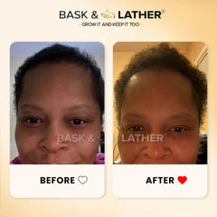 BASK & LATHER being massaged into scalp demonstrating targeted hydration and soothing cooling effect