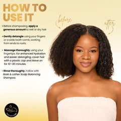 BASK & LATHER applying jelly to scalp by hand for soothing comfort