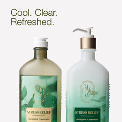 Bath & Body Works label close-up highlighting eucalyptus spearmint fragrance details