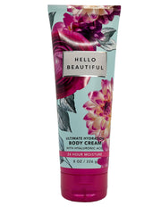 Bath & Body Works Hello Beautiful cream texture close-up showing rich blend and fast absorption benefit