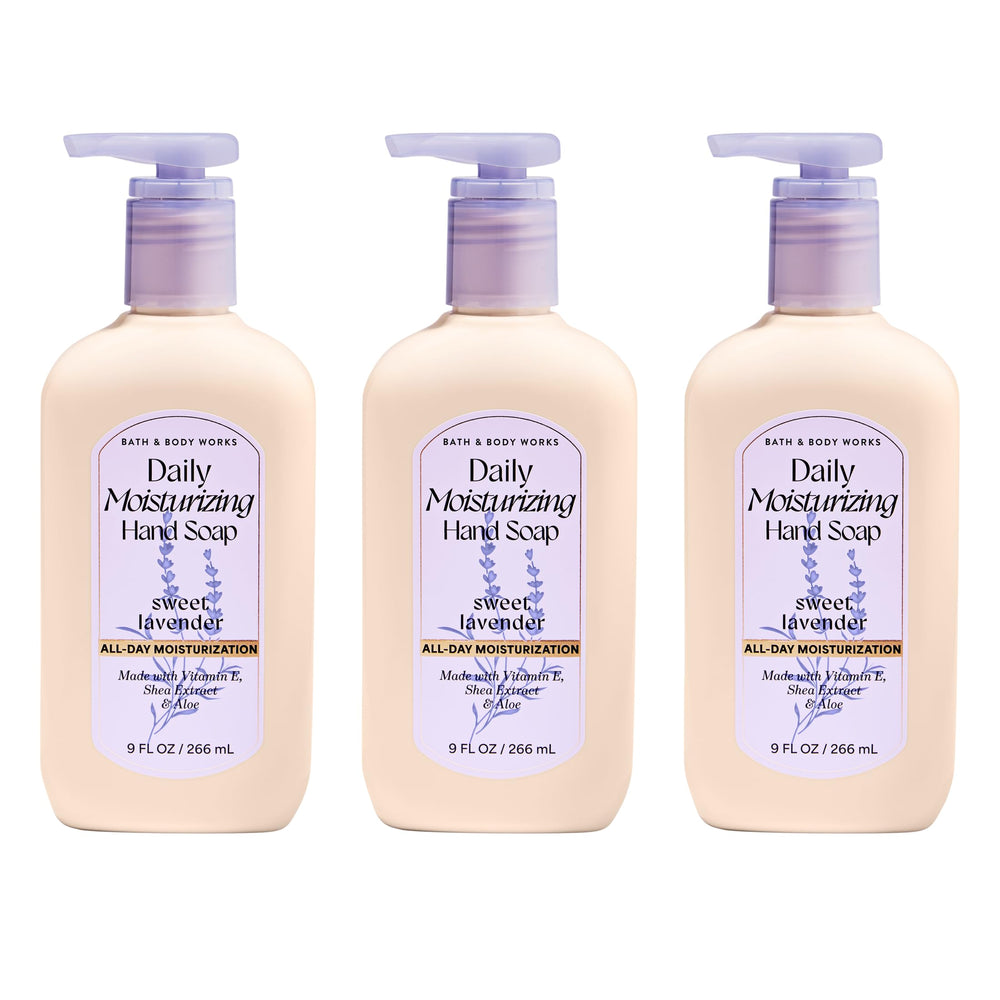Bath & Body Works front packaging showing three bottles and calming lavender scent benefit