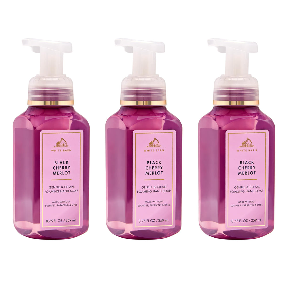 Bath & Body Works bottle front showing Black Cherry Merlot scent and attractive packaging
