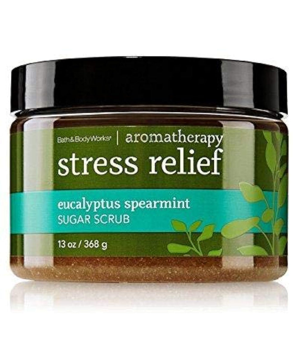 Bath & Body Works jar front view showing label and calming eucalyptus spearmint benefit