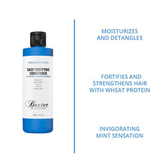 Baxter of California conditioner applied to wet hair under shower for refreshed scalp and manageability