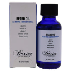 Baxter of California front bottle view showing compact travel-sized grooming oil