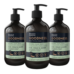 Baylis & Harding front packaging showing 500ml three-pack and scent branding for convenience