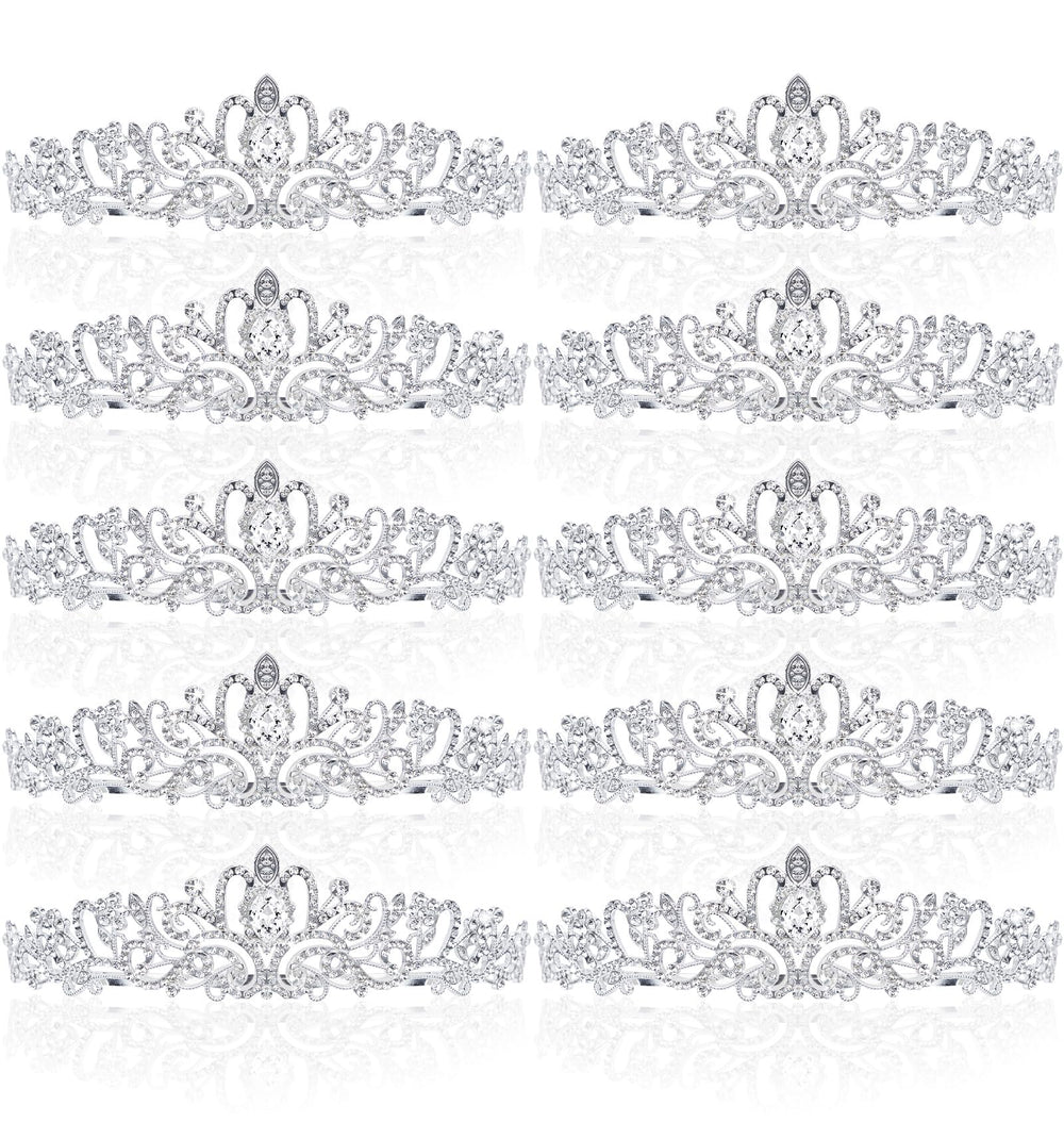 BBTO silver tiara front view showing elegant rhinestone crown and shimmer