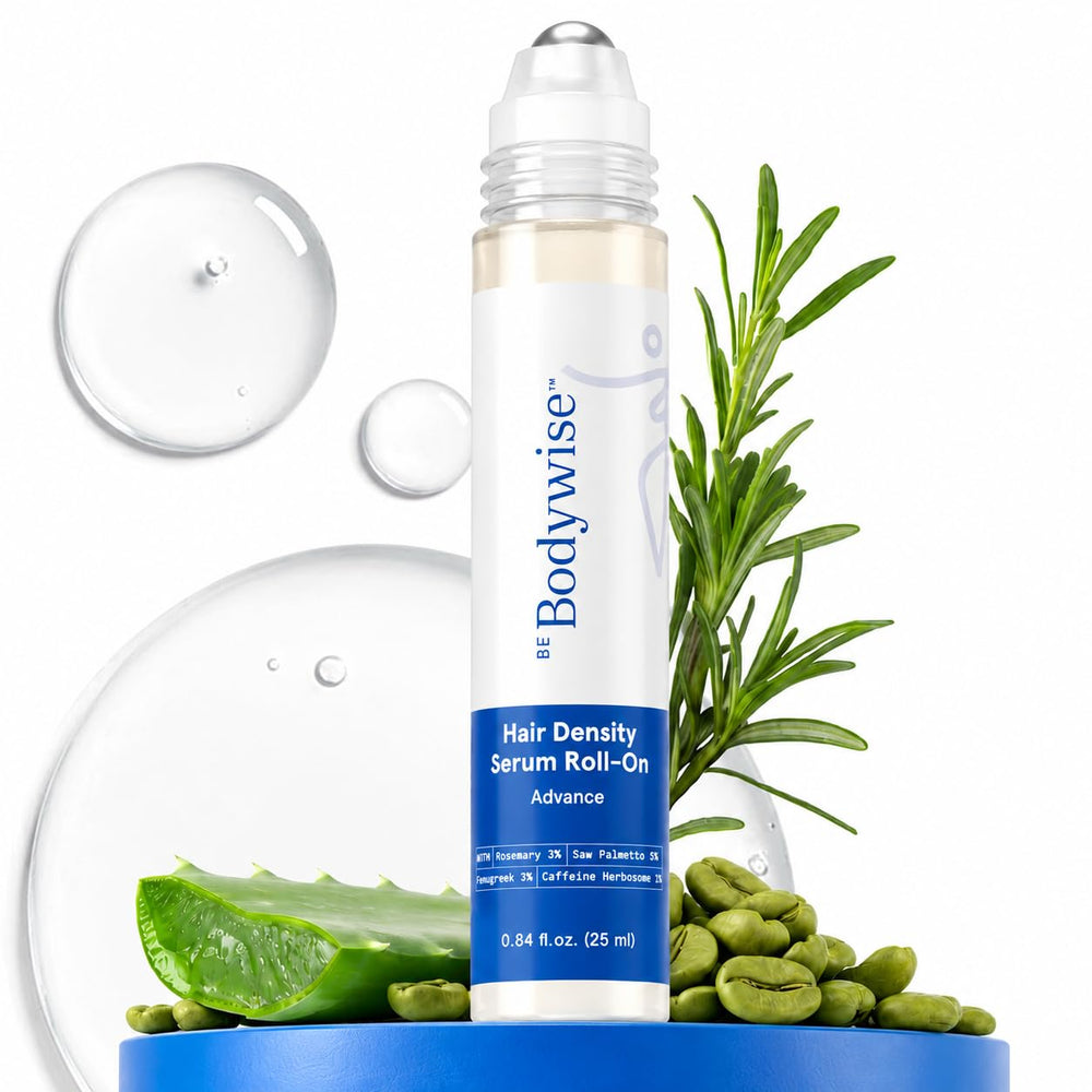 Be Bodywise roll‑on front view showing compact applicator and sleek bottle promoting targeted use