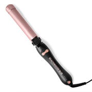 Beachwaver B1.25 front view showing sleek midnight rose finish and compact design