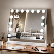 Bearolve front view of vanity mirror showing full illuminated reflection and benefit