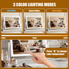 Bearolve close detail of 140-LED strip showing even lighting for flawless makeup benefit