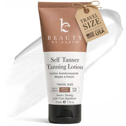 Beauty by Earth front packaging showing natural self tanner benefits