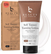 Beauty by Earth front packaging showing natural tanner and clear shade labels