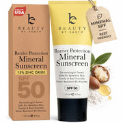 Beauty by Earth front packaging showing SPF 50 and mineral protection benefit